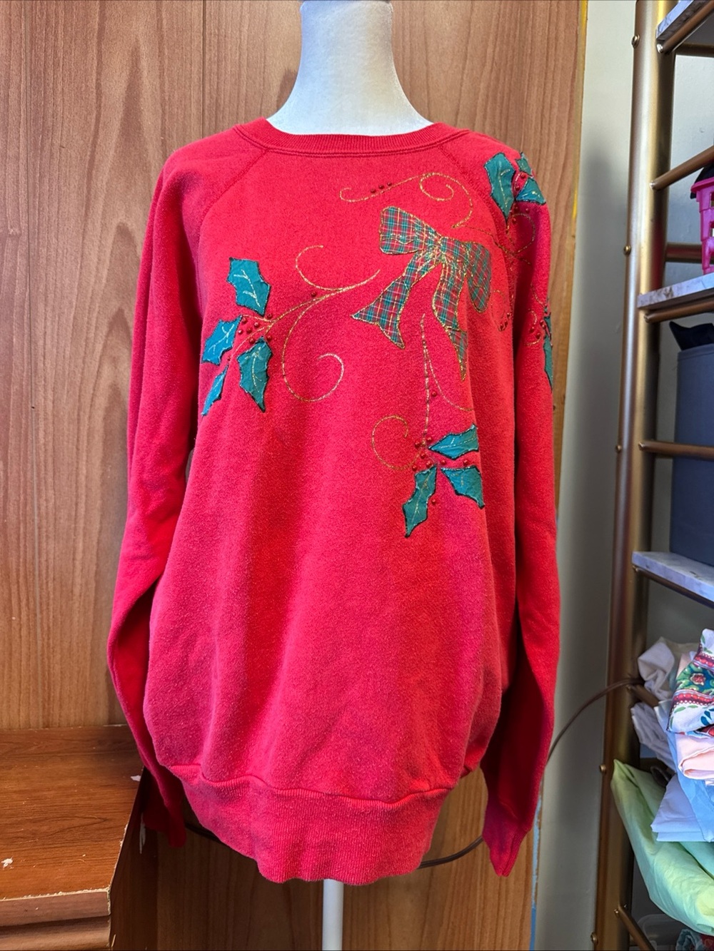 VINTAGE Red Green Pinnell Women's DIY Holiday Sweatshirt XL Christmas